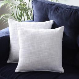 kushadri White Cotton Solid 12x12 inches (Set of 2) Cushion Covers-picture-1