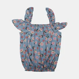 V-Mart Girls Floral Printed Shoulder Straps Gathered and Pleated Cotton Top-picture-38