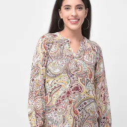 250 DESIGNS Paisley Print Mandarin Collar Georgette Top-picture-26