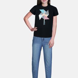 Gini and Jony Girls Black & Blue Round Neck Printed Top-picture-22