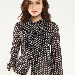 RAREISM Animal Print Mandarin Collar Shirt Style Top-picture-30
