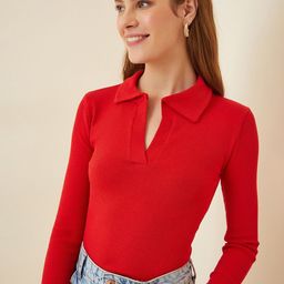 Happiness istanbul Ribbed Shirt Style Top-picture-24