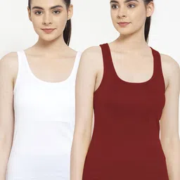 Friskers Pack Of 2 White & Maroon Tank Top-picture-30