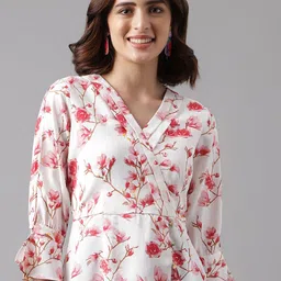 Latin Quarters Floral Printed Bell Sleeve Wrap Top-picture-21