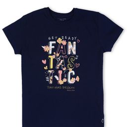 Gini and Jony Navy Typography Printed Cotton Top-picture-44