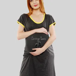 SillyBoom Typography Printed Maternity T-Shirt Dress-image-54