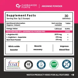 Carbamide Forte L Arginine Powder with Beetroot 90g | 30 Serving | Masala Watermelon Flavour | Muscle Recovery image 5