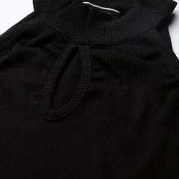 Roadster Black Solid High Neck Fitted Top image 2