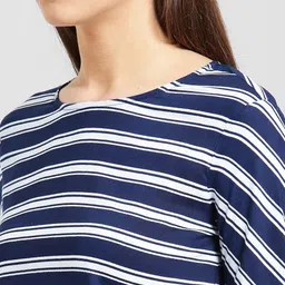 Be Indi Women Blue & White Striped Peplum Top image 2
