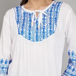 SAAKAA Print Tie-Up Neck Bell Sleeve Top image 2