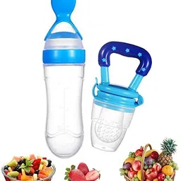 onisha Silicone Baby Food Feeding Bottle with Spoon - 90 ml - Silicone image 1