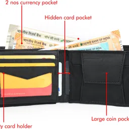 aaiti Men Casual, Ethnic, Evening/Party, Formal, Travel, Trendy Black Genuine Leather Wallet image 3