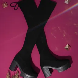 Unstoppable JM Looks Black Platform Block Heel Over-the-Knee Boots Boots For Women image 2