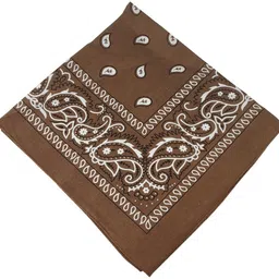 BIGWHEEL Pack Of 1 Pc Brown Color Double Side Printed Multifunctional Paisley Printed Hankie ["Brown"] Handkerchief-picture-20