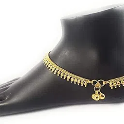 afj gold 10.5'' One Gram Gold Plated Traditional Trendy Stylish Anklets Copper Anklet image 3