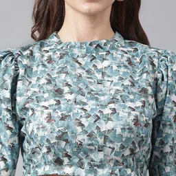 FLAMBOYANT Women Green Printed Crop Top image 2