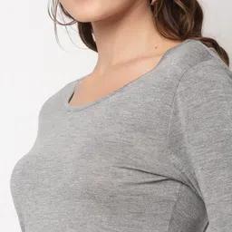 DOOR74 Grey Round Neck Crop Top image 2