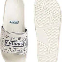 chupps Fast Lane White & Printed Slippers Soft Lightweight Flip Flops For Men Slides image 4