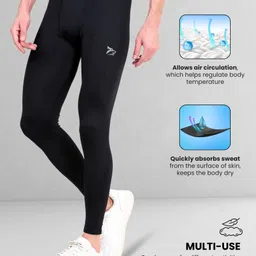 gym hound Solid Men Black Tights image 4