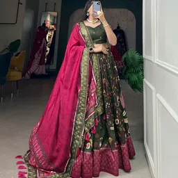 hem selles Floral Print Semi Stitched Lehenga Choli image 2