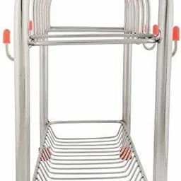 aontan enterprise Cup Kitchen Rack 2 Layer Stainless Steel Kitchen Dish Rack Plate Cutlery Stand/Kitchen Storage Rack Cup and Saucer Stand/Holder Steel-picture-10