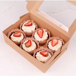 khaana packaging Cake Box Craft Paper Kraft Bakery Boxes With Windows & Inserts To Fit 6 Cupcakes Muffins Or Pastries Packaging Box image 2