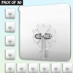 30 pcs pack : Transparent Wall Mount Mount Hook Hook 30-image-0