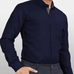 zennor Men Slim Fit Solid Spread Collar Formal Shirt image 4