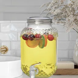 Glass Cold Water Mason Jar Beer Dispenser, Clear, Beverage Drink Dispenser 4L Bottled Water Dispenser-image-12