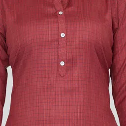 Saree Swarg Checked Mandarin Collar Kurti image 5