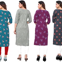 ketaki fashion Pack of 4 Women Printed Crepe Straight Kurta image 2