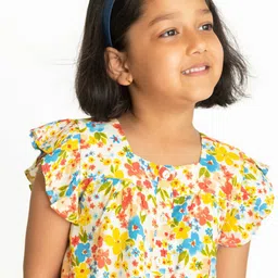 Campana Floral Printed Flutter Sleeve Top image 5