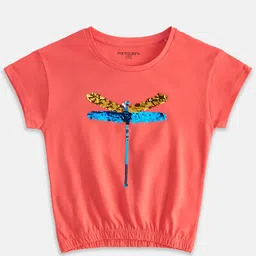 Pantaloons Junior Girls Pack Of 2 Printed Sequinned Cotton Blouson Top image 2