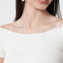 CHARMGAL White Off-Shoulder Smocked Top image 2