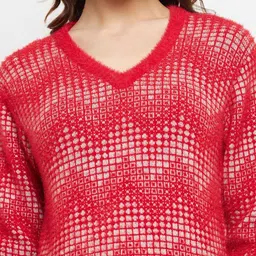 CREATIVE LINE Self Designed V-Neck Woollen Pullover image 2