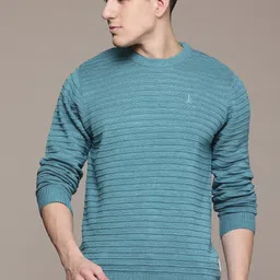 roadster Men Self Design Round Neck Green Sweater-picture-27