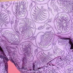 Vishudh Lavender Ethnic Printed Off-Shoulder Smocked Bardot Crop Top image 2