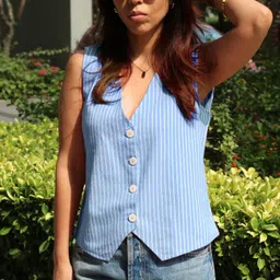 taraviya Striped Women Waistcoat image 2