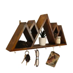 symplify Heritage Wooden Wall Shelf Organiser With Key Holders-picture-14
