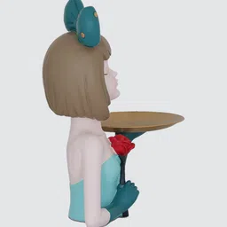 royaloak Serving Lady Figurine Polyresin Multi Colour Glossy Finished Blue image 5