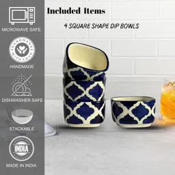freakway Ceramic Sauce Bowl Designer Ceramic Dip Bowls Set | Navy Blue | 4 Pieces, 40 ml image 4