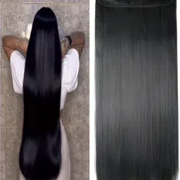 primeberie 5 Clip-in 28 inch Long Natural Black Straight Extension Hair Extension-picture-11