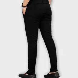 shreyannk Men Slim Fit Black Lycra Blend Trousers image 2