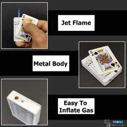 viovi Poker King (White) Sliding Windproof Jet Flame Pocket Lighter Adjustable Flame Metal Body Cigarette Lighter I Refillable From Any Lighter Gas Pocket Lighter image 5