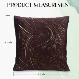 mfd home furnishing Brown Velvet Traditional 16x16 inches Cushion Covers (Pack of 2) image 2