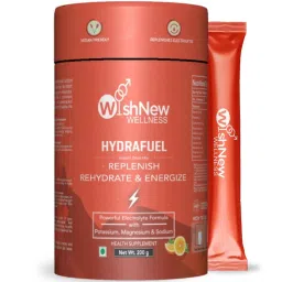 WishNew Wellness HYDRAFUEL Tangy Orange Instant Drink Mix, 20 Servings | Rehydrate, Replenish & Energize | 100% Vegetarian | 1 Sachet (10g) Serving-picture-27