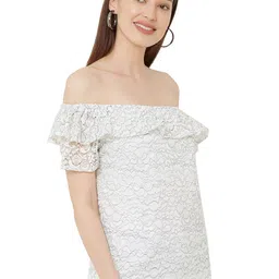 Kraus Jeans Women Printed Off-Shoulder Flutter Sleeve Bardot Top image 5