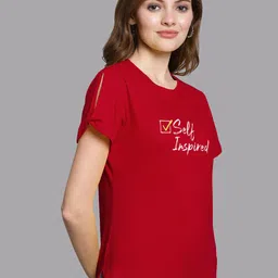 FBAR Typography Printed Short Slit Sleeves Pure Cotton Top image 3