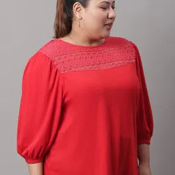 Rute Plus Size Laced Puff Sleeve Cotton Top image 3