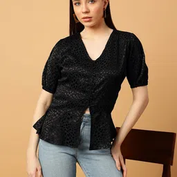 MINT STREET Self Design Puff Sleeve Top image 3